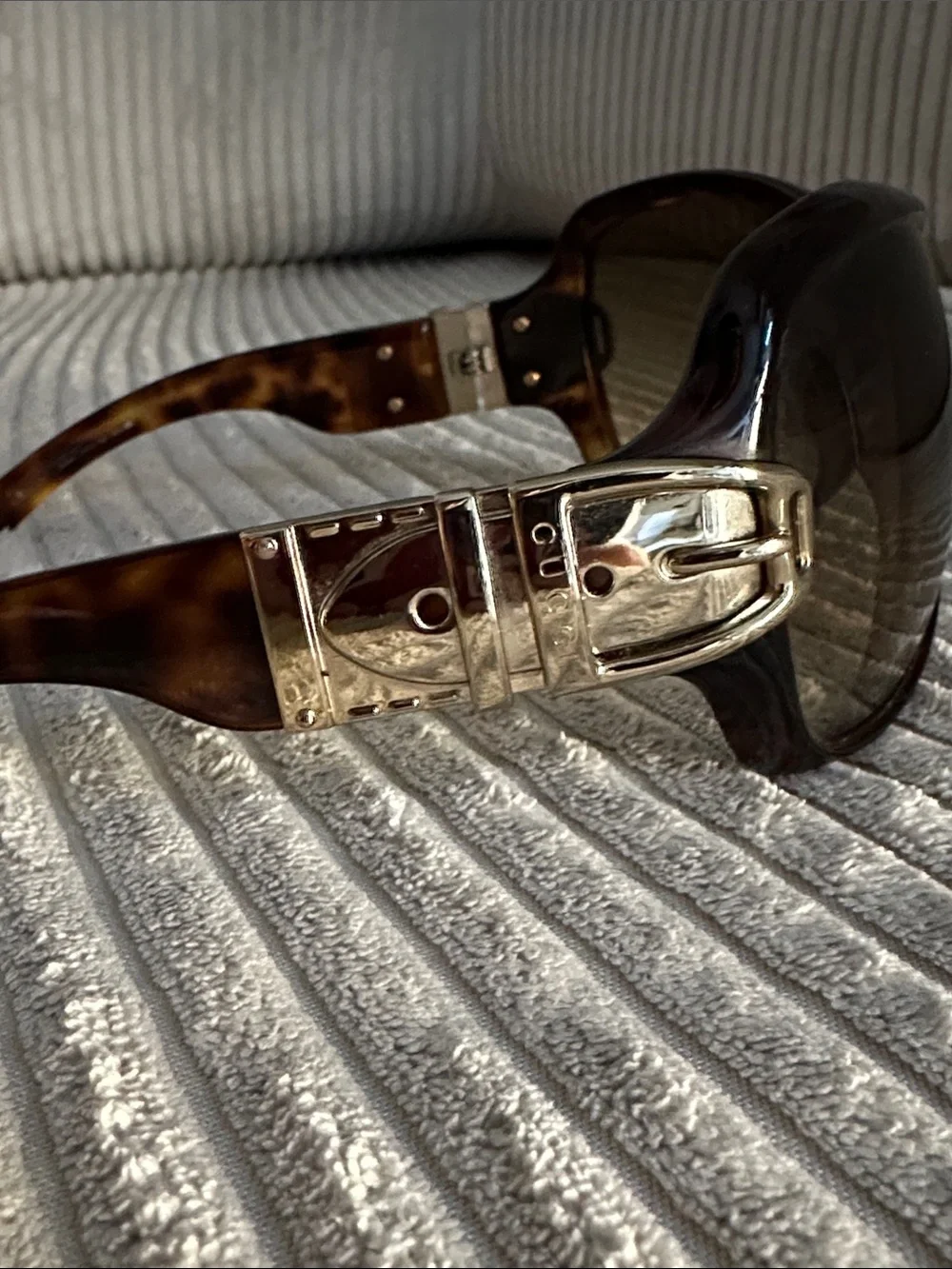 Rare GUCCI Tortoise Oversized Sunglasses with Gold Buckle Detail